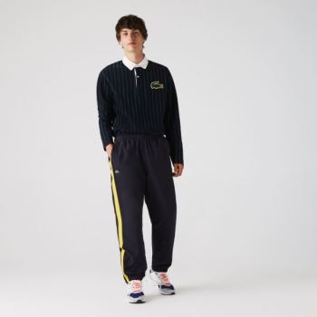 Lacoste Contrast Striped Water-Repellant Tracksuit Pants Pánské - Kalhoty Tmavě Blankyt Blankyt / Žl